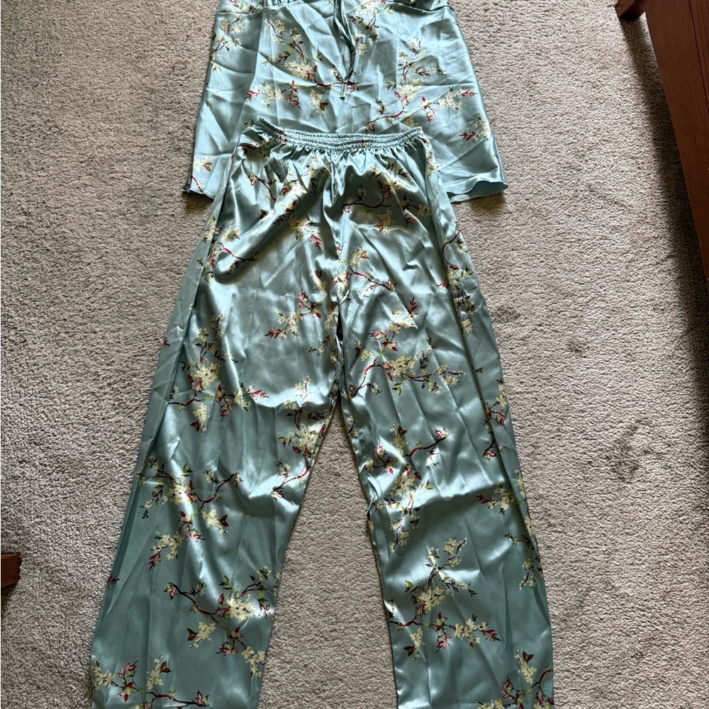 Floral Satin Pajama Set